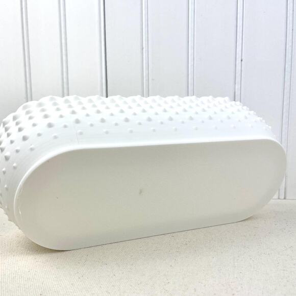 White Hobnail Bowl, Oblong Bowl, Decorative Bowl with Scalloped Edge - Picture 5 of 10